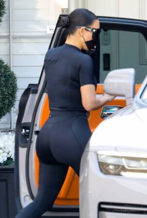 Kim Kardashian In All Black Leggings Out In Beverly Hills Gotceleb