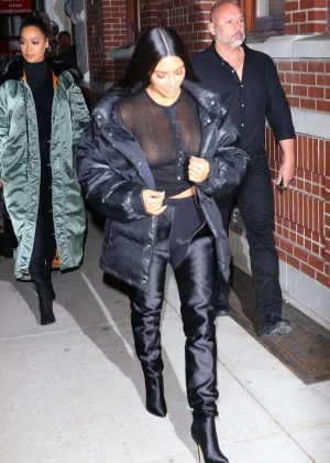 Kim Kardashian in Black Night Out in New York