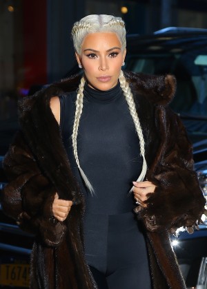 Kim Kardashian in Black Out in New York City