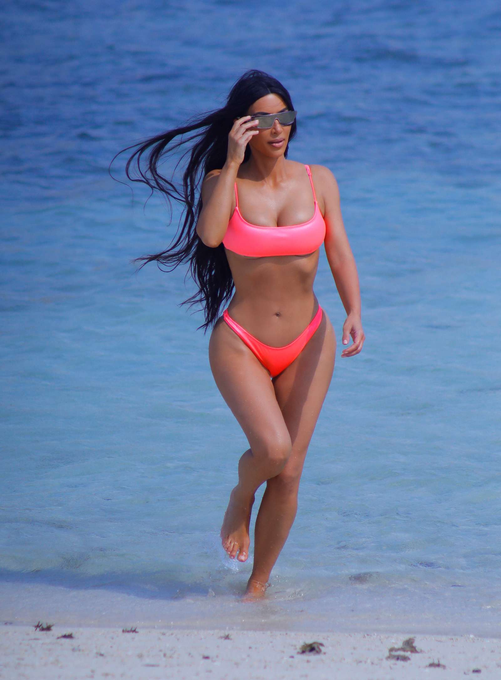 Kim Kardashian in Pink Bikini at the beach in Bali | GotCeleb