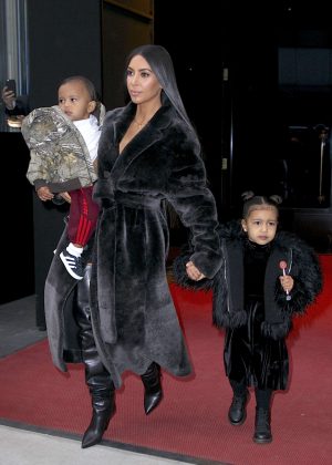 Kim Kardashian with her children out in NYC