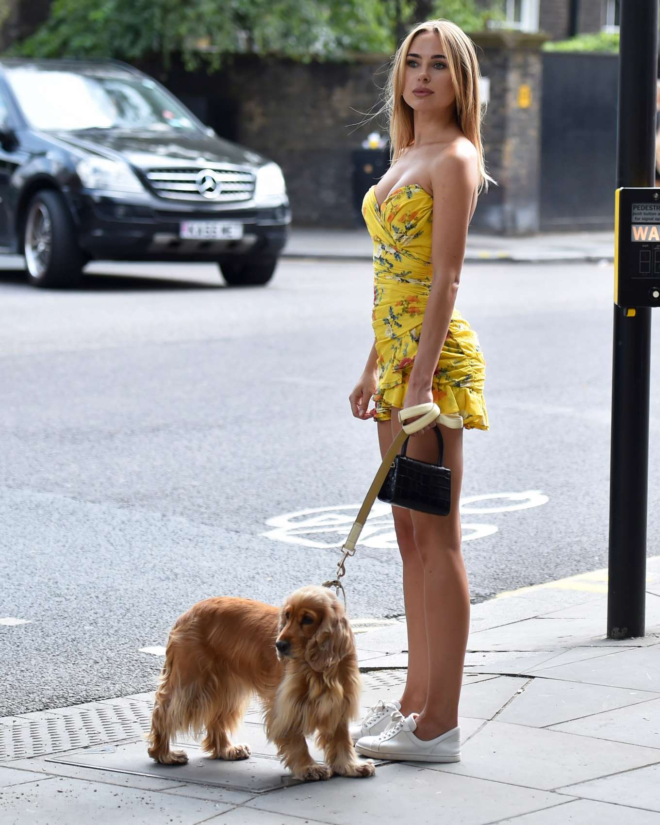 Kimberley Garner in a Short Yellow Dress â€“ Out in Chelsea