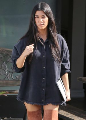 Kourtney Kardashian in overknee boots Leaving a studio in LA