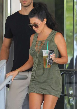 Kourtney Kardashian in Short Dress Shopping in Miami