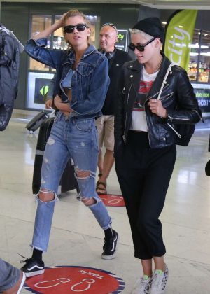 Kristen Stewart and Stella Maxwell at Orly Airport in Paris