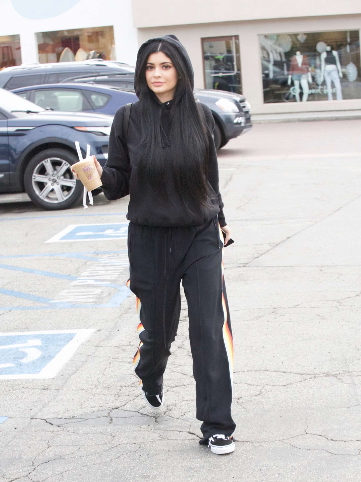 Kylie Jenner in Black Sweats out for Shopping -02 | GotCeleb