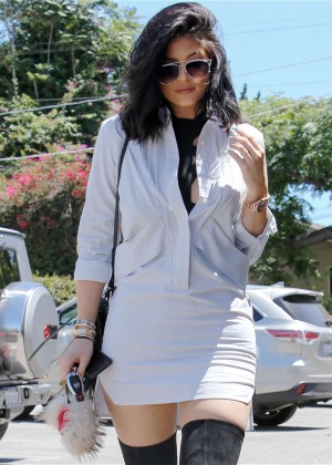 Kylie Jenner in Mini Dress Out in LA