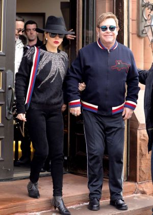 Lady Gaga and Elton John out at Christmas Eve in Aspen