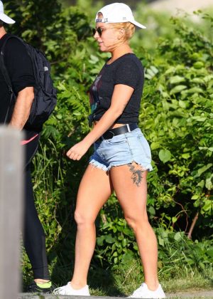 Lady Gaga in Cut-offs out in Hamptons