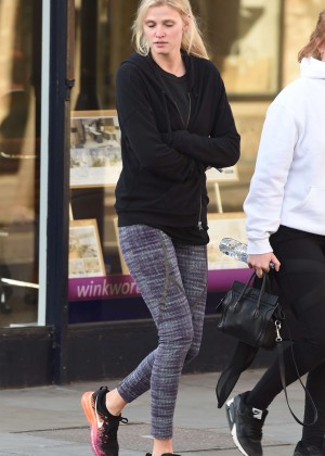 Lara Stone in Tights out in Notting Hill