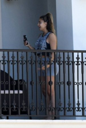 Larsa Pippen - Chats on the phone on her balcony in Ft. Lauderdale