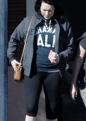 Laura Prepon walks out of Bank Of America in Los Angeles