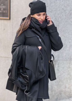 Lea Michele in Black out in New York