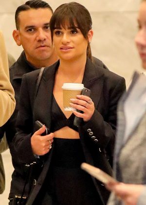 Lea Michele out for a coffee with friends in New York