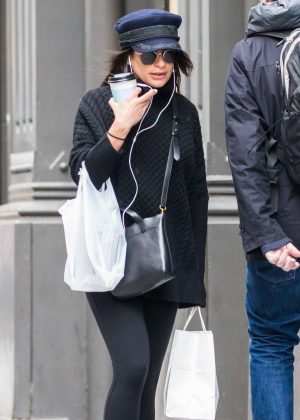 Lea Michele out for a morning coffee in New York