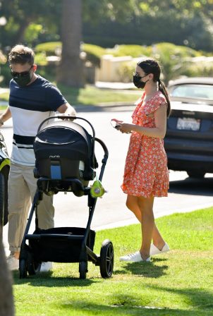 Lea Michele - Seen while takes her baby out in Brentwood