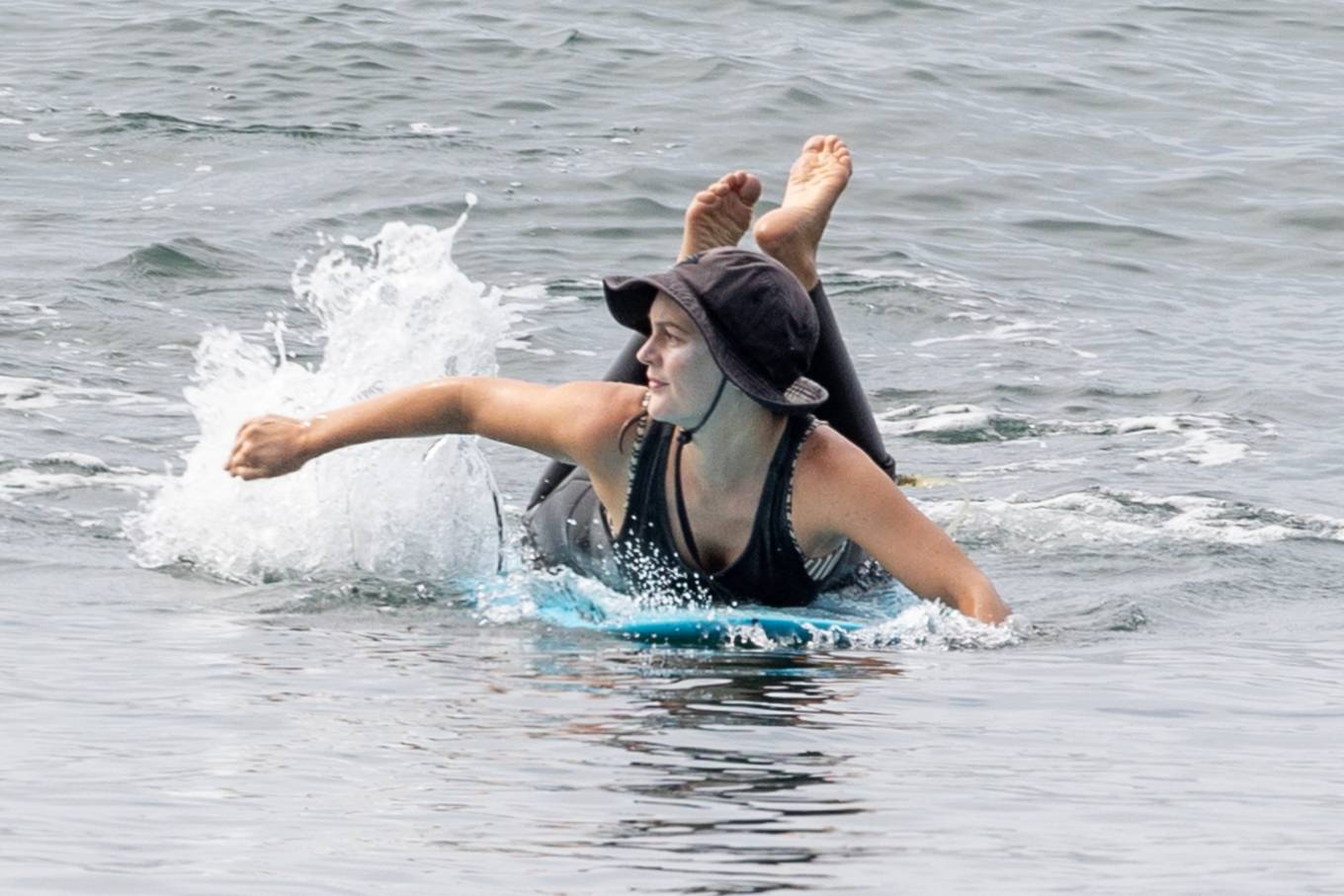 Leighton Meester – Surfing with her husband in Malibu