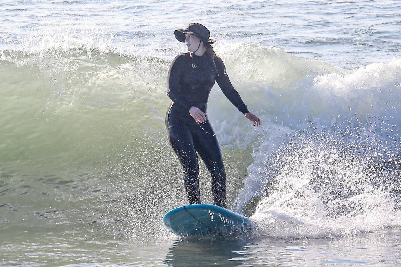 Leighton Meester – With her husband surfing in Malibu