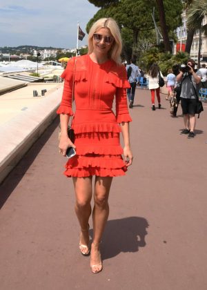 Lena Gercke in Red Dress out in Cannes