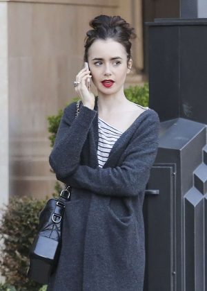 Lily Collins at Blue Ribbon Sushi Bar in West Hollywood