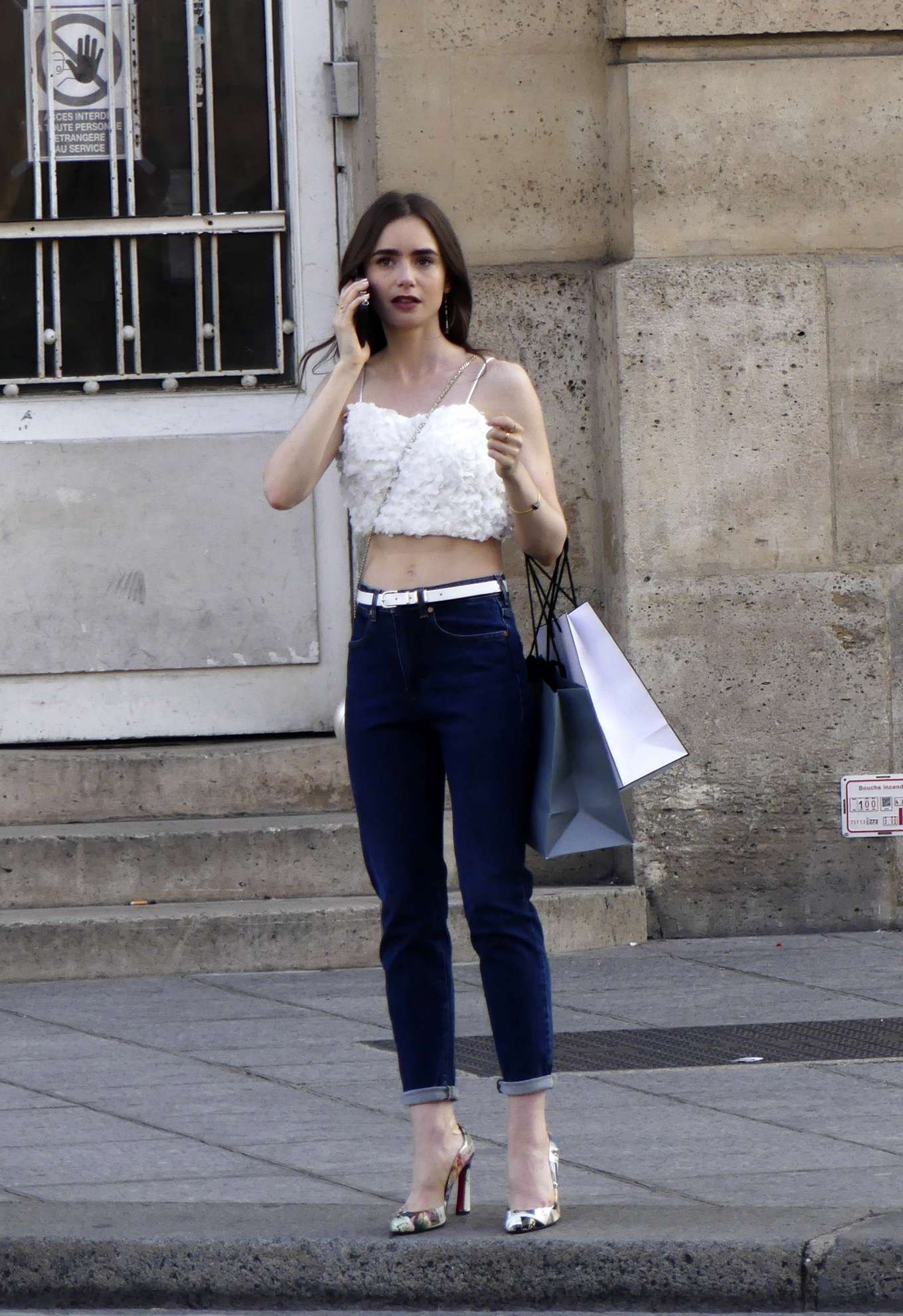 Lily Collins – filming Emily in Paris in Pantheon area-02 – GotCeleb