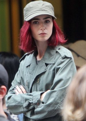 Lily Collins - On the Set of Okja' in New York City
