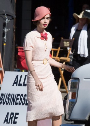 Lily Collins on the set of 'The Last Tycoon' in LA