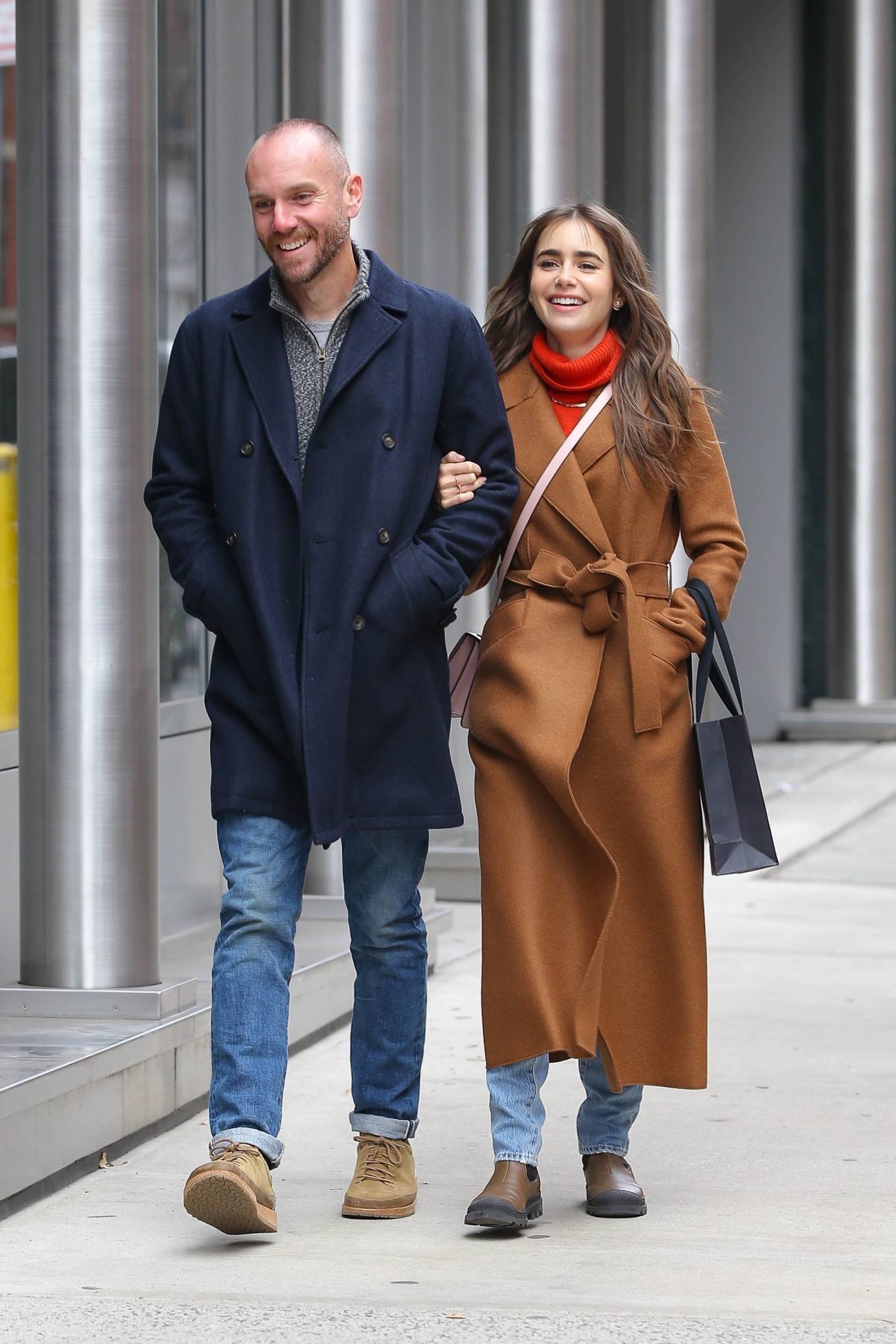 Lily Collins – With her husband Charlie McDowell take a stroll in SoHo