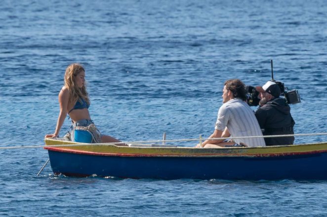 Lily James - In Bikini top on Croatian set of Mamma Mia