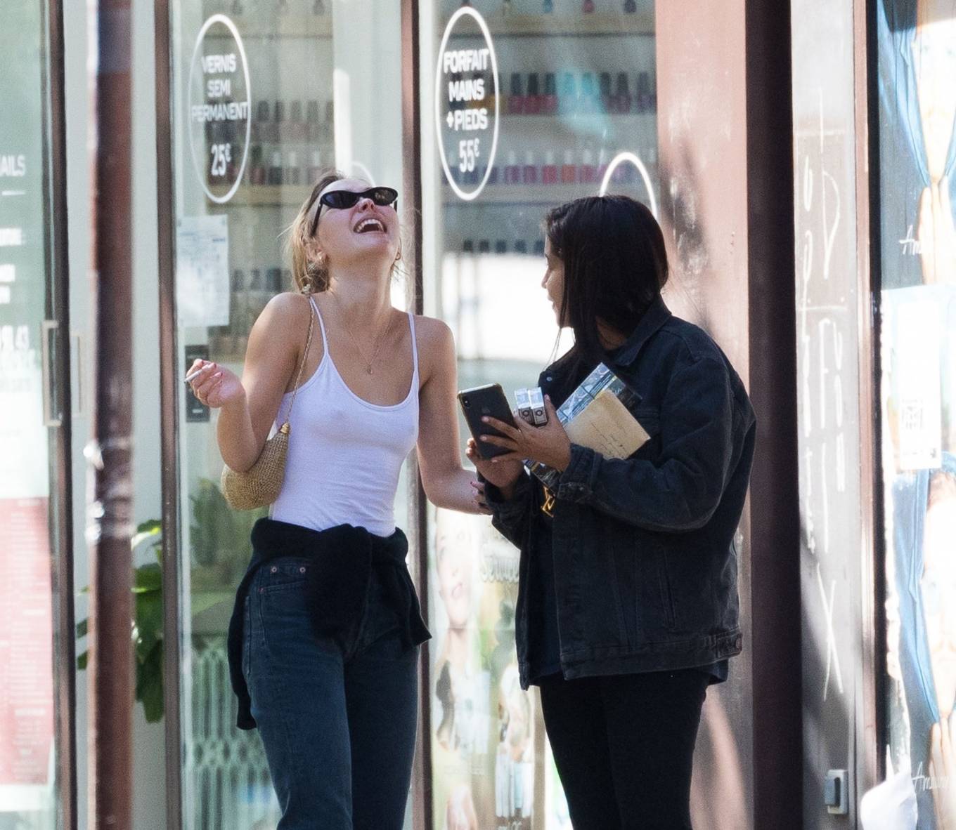 Lily-Rose Depp with Leila Bekhti – Pictured at Cafe Quartier General in Paris