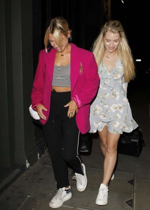 Lottie Moss and Jess Woodley night out in London
