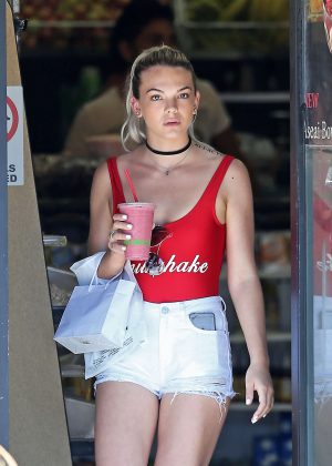 Louisa Johnson in Short Shorts Out Shopping in Hollywood