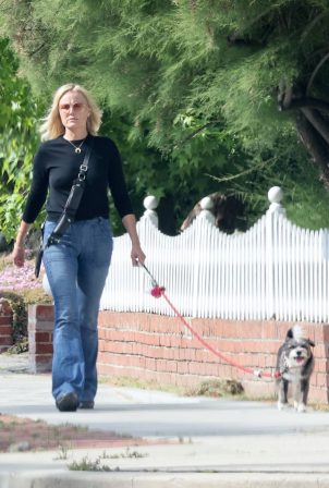 Malin Akerman - In jeans takes her dog out for a walk in Los Feliz