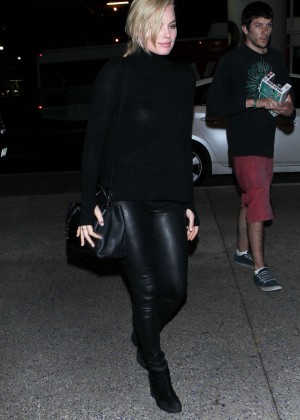 Margot Robbie in Leather at LAX Airport in Los Angeles
