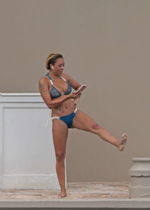 Melanie Brown in Bikini at the pool in Hawaii