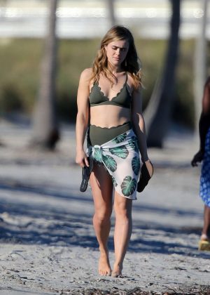 Melissa Roxburgh in Green Bikini on the beach in Miami