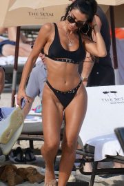 Metisha Schaefer in Black Bikini at the beach in Miami