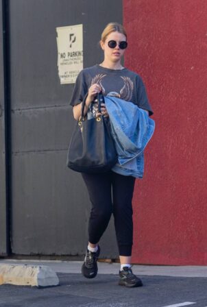 Mia Goth - Hides her growing baby bump while arriving at the gym in Los Angeles