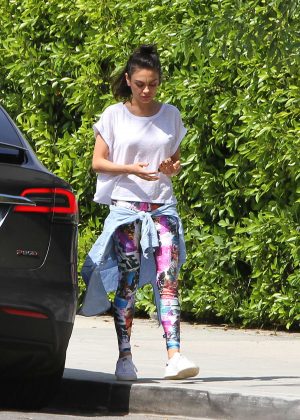 Mila Kunis in Colorful Tights out in Los Angeles