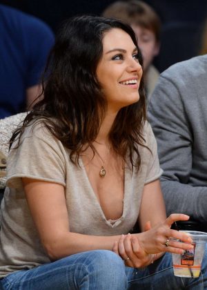 Mila Kunis - Watch Lakers game at Staples Center in LA