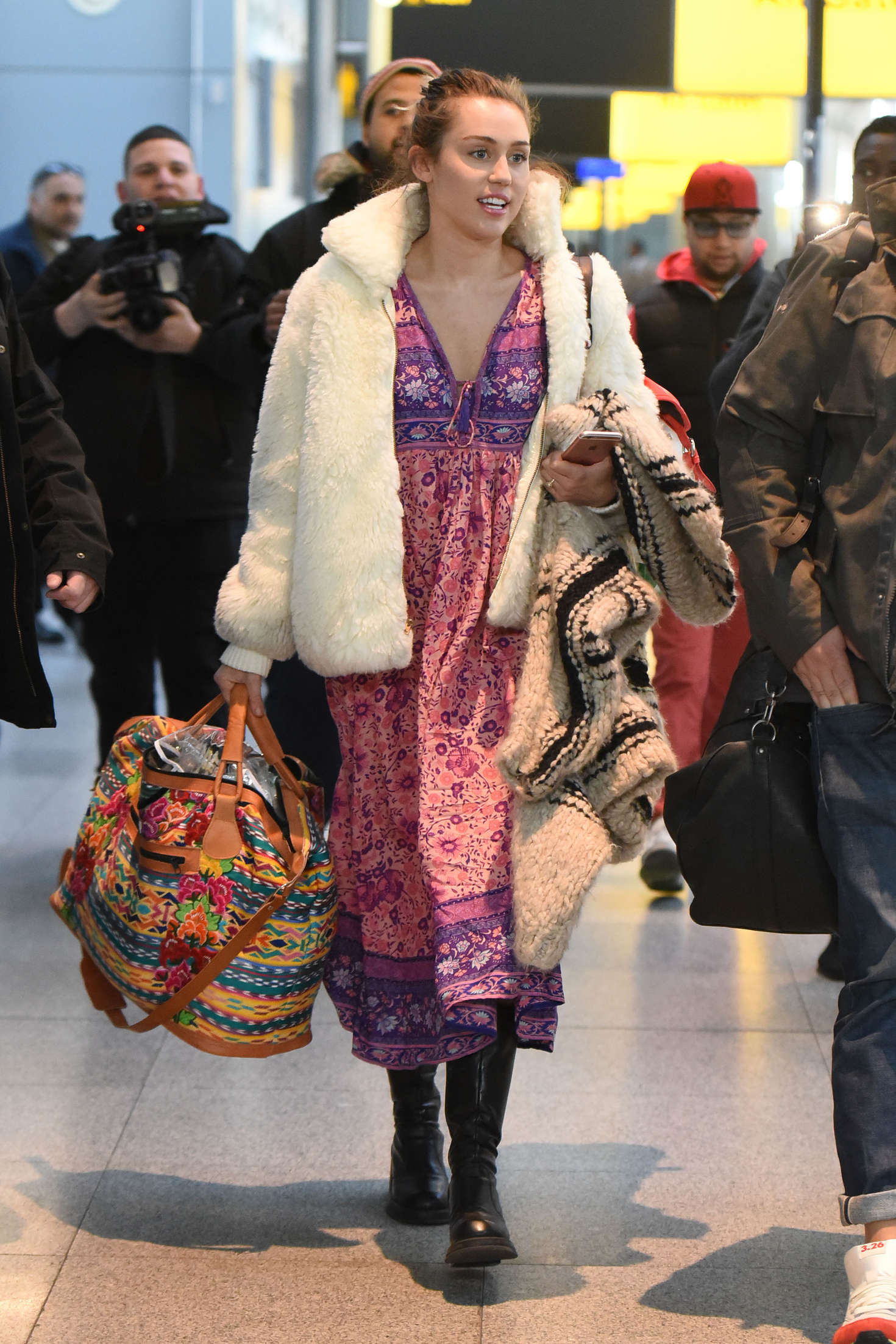 Miley Cyrus 2016 : Miley Cyrus in Long Dress at JFK -05