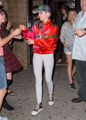Miley Cyrus in Leggings Night Out in NYC