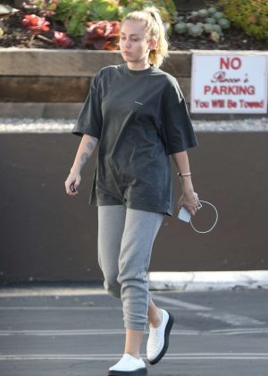 Miley Cyrus in T-shirt and Sweatpants in Los Angeles