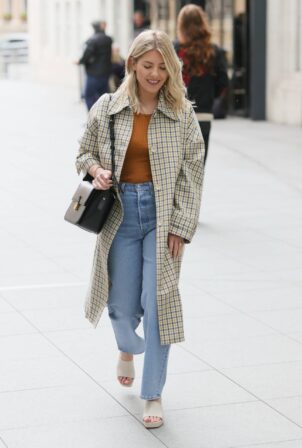 Mollie King - In a coat and open-toe sandals at BBC Radio 1 in London