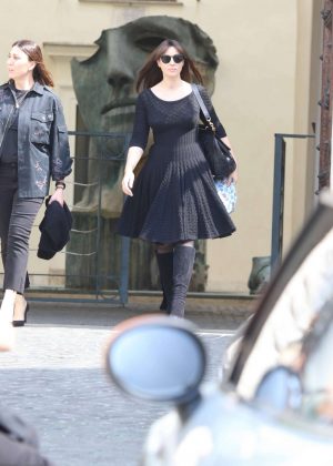 Monica Bellucci Leaving Valentino's show room in Rome