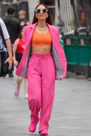 Myleene Klass - In pink pants suit at Smooth radio in London