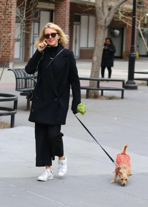 Naomi Watts walks her dog in New York
