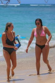Nastassia Bianca Stassi Schroeder and Katie Maloney-Schwartz on the beach in Waikiki
