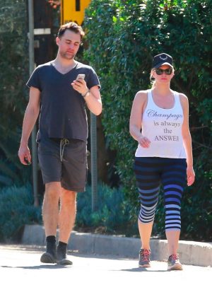 Natasha Henstridge and her husband Darius Campbell out in Studio City