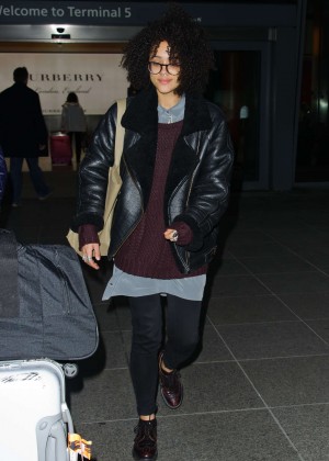 Nathalie Emmanuel - Arrives at Heathrow Airport in London